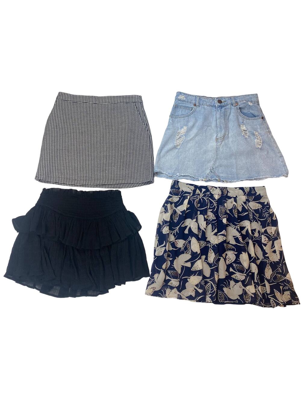 Old Navy Cotton On Women Multi Denim Ruffle Mini Skirt 4Pc Lot Set Size M/S/6/26